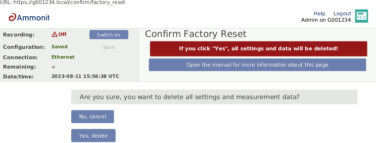 Confirmation prompt before factory reset
