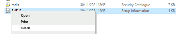 Select Installation of RNDIS Driver